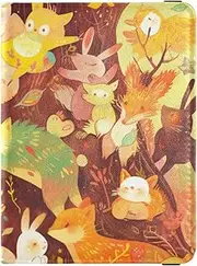 [Amooorous] Cute Cartoon Animals Colorful Leather decorative passport book holder Vaccine Case Protector Cover Badge ID Vaccine Card Holder Wallet Waterproof, cute cartoon animals colorful, 1 size