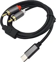 Ronyme Type-c to 2 RCA Cable Audio AUX Adapter Cable Connector Anti Interference Stereo Cable USB C Aux Cable Cable for Smartphones Headphone Speaker, 1m