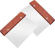 MAGICLULU 2Pcs Stainless Steel Dough Scraper Kitchen Tool for Baking Pizza Pastry Multi Purpose Handheld Scraper Lightweight Wear Resistant for Home Cooks
