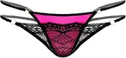 [Generic] Men's Elastic Waistband G-String T-Back Sheer Lace Satin Patchwork Underpants Skinny Panties
