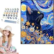 Quzente Adult Digital Oil Painting - Cat Paint by Numbers - Hand Painted Canvas Oil Painting for Friends, Girls, Children Family