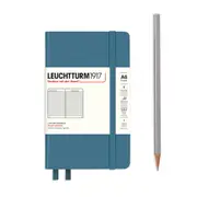 Hardcover Ruled Pocket Notebook, 187 Page (Stone Blue) - A6