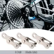 3 Pair Single Speed Silver Tone Chain Master Link Connectors for Bike Bicycle