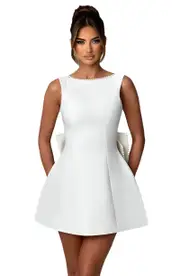 Lola Big-Bowed Pearls Backless Dress