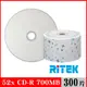 RITEK錸德 52x CD-R 700MB 珍珠白滿版可列印/300片裸裝