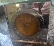 Mcm Thomas O'Brien Mirror Clock W/ Wood Face 5.5"x 5.5" w/ Tag