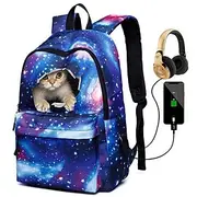 Men's Women's Kid's Backpack School Bag Bookbag 3D Print Functional Backpack Daily Galaxy 3D Print Canvas Large Capacity Waterproof Zipper Red Blue Light Purpl