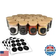 Becky Home Glass Spice Jars with Wooden Lids - 7 OZ Clear Glass (Set of 24),
