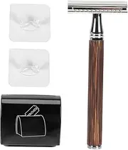 1Set Double Sided Manual Razor Shaving Tool for Beard Grooming Includes Shaving Stand and Blade Recycling Box Durable and Portable for Home and Travel Use