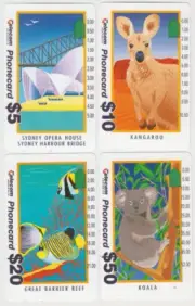 Phonecards 1993 Australia Tourism $5-$50 Koala set of 4 mint, uncommon