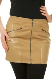 Zip Front Mini Skirt--BLU-125BW1156