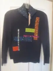 CHRISTOPHER KANE HOTFIX HI NECK SWAROVSKI CASHMERE WOOL SWEATER, SZ XS NEW