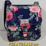 CATH KIDSTON ORIGINAL LONDON 單肩斜挎包斜挎棉塗層帆布花朵海軍藍色斜挎包女