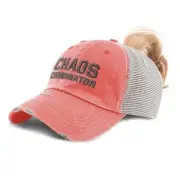 Custom Womens Ponytail Cap Chaos Coordinator Grey One Size Coral Design Only