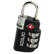 NEW Korjo TSA Compliant Combination Lock with Indicator Black