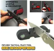 Knife Sharpener Camping Mini Tactical EDC Tool Compass Scissor Sharpener Whistle