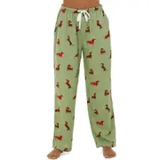 Ladies Bamboozld Dog Weiner Green Sleep Pants PJS Pyjamas (Sage)