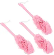 WEKADRIN 3-pack Long-handled Shower Bath Brush Back Scrubber Body Exfoliator Anti-slip Comfortable Grip Bath Cleaning Brush for Family