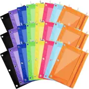 24 Pcs Pencil Pouch for 3 Rings Binder Pencil Bags Bulk with Zipper Colorful Cas