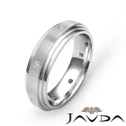 Solid Step Edges Mens Eternity Wedding Band Diamond Ring 14k White Gold 0.16Ctw