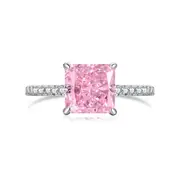 ANYCO Ring 18K Gold Plated Engagement Wedding Stacking Pink CZ 8A 3ct Ring Diamond 925 Sterling Silver Baguette Rings Jewelry Women