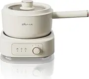 Electric Hot Pot with Steamer, 2.5L Shabu Shabu Hot Pot with Dual Power Control, Electric Cermic Glaze Non-Stick Frying Pan, Portable Travel Cooker for Ramen/Steak/Fried Rice/Oatmeal/Soup