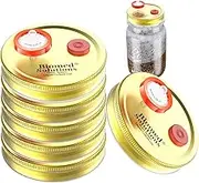 6Pcs Wide Mouth Mushroom Liquid Culture Lid Grain Spawn Cultivation Mason Jar Lid with 0.2 micron PTFE Syringe Filter & 20mm Self Healing Injection Ports For Mushroom Growing Mycology(Golden)