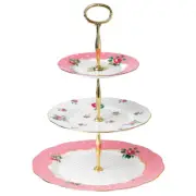 NEW Royal Albert Cheeky Pink Triple Tiered Cake Stand