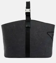 [Prada] Prada Logo leather-trimmed felt log carrier