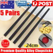 5 Pairs Premium Quality Alloy Chinese Japanese Chopsticks Dishwasher Safe Black