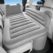 Cartoon Car Air Mattress, Thickened Camping Inflatable Travel Bed for Truck Backseat with Air Pump & 2 Pillows, Blow up Sleeping Airbed for Sedan Pickup Van Back Seat (Gray)