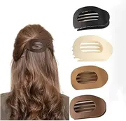 Naisfei 4 Pcs Flat Hair Claw Clips Round Flat Hair Clips,Strong Hold Lay Down Claw Clamps Hair Barrettes Alligator Clip,Flat Hair Claw Clips Fashion Matte Neutral Large Alligator Clips