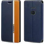 [Shantime] Classic Stripes Faux Leather Flip Case Compatible with Nokia 8210 4G, Invisible Magnetic Cover with Card Slot, Contrast Color Design(Blue)