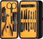 Beauté Secrets Manicure Set Nail Clippers, Stainless Steel Nail Scissors Grooming Kit with Peeling Knife, Nail Cleaning Knife, Acne needle, Blackhead Tool Leather Travel Case (MT-2A)