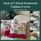 Pack of 2 Shabby Chic Floral Patchwork Cotton Canvas Cushion Cover Pillow Case