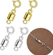 [Dayofun] 4Pcs Magnetic Necklace Clasps and Closures 18K Gold and Silver Plated Bracelet Converters, Jewelry Clasps for Jewelry Making Necklace Bracelet Clasp for Women Connector for Necklaces Chain Extender