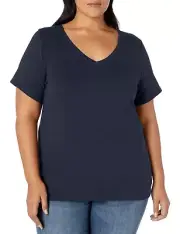 Amazon Essentials Women's Size Medium Black Short Sleeve V Neck T-Shirt - 3XL