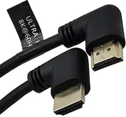 tunghey Ultra HD Short HDMI 8K Cable 15cm, 90 Degree Left Angle to Left Angle HDMI 2.1 Version Male to Male High Speed Shield Cable for Xb-ox TV PS4 5, Support 8K@60HZ 4K@120HZ (Left to Right Angle)
