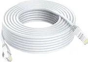 Cat6 Network Ethernet Cables, 10m, 15m, 20m, 30m, 40m, 50m, 80m, 100M/1000Mbps, White (White 20m Cat6)