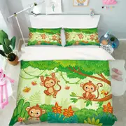 3D Monkey Tree 158 Bed Pillowcases Quilt King Size
