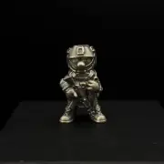 Collectible bead for parakord, knife, keychain. Machine gunner. Nickel silver.
