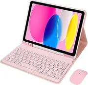 Tablet Keyboard Case for iPad A16 (11 inch) / iPad 2025 (11th Generation), Stand Cover with Pencil Slot, Case with Keyboard, QWERTY English Detachable Rechargeable BT Wireless (Pink)