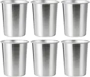 6 Pack Stainless Steel Cups, Shatterproof Pint Drinking Cups, Healthy Set, Water Dishwasher Safe, Drinking Glasses for Kids and Adults