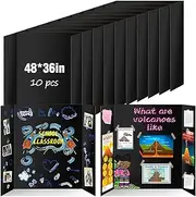 10 Pack Trifold Poster Board, IKAYAS 48" X 36" Double Sided Black Poster Boards, Science Fair Display Boards for Mounting, Prints,Art,Display,Projects Classroom Supplies