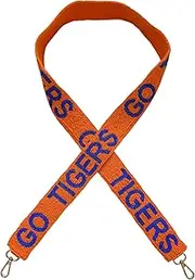 Lashicorn Go Tigers Beaded Purse Strap Detroit Orange and Blue Football for Clear Bag with Gold Hardware Sports Game Time Day Kentucky Stadium 49”, Orange, Blue