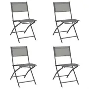 Folding Outdoor Chairs 4 pcs Grey Steel and Textilene