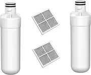 2X Refrigerator Water Filter with LT120F Fresh Air Filter Compatible with LG LT1000P, ADQ747935, GF-D708MBSL, GF-B590PL, GF-L570MBL, GF-D708BSL, GF-D708MBS, GF-V706BSL