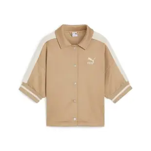 【PUMA】休閒外套 短版 短袖外套 女 流行系列Fanbase T7 棕色(62434383)