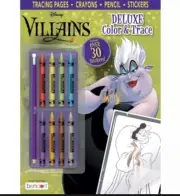 Disney Villains Deluxe Color and Trace Coloring Book w/ Pencil & Crayons 1 Pack
