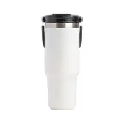750ML White Stainless Steel Travel Mug with Leak-proof 2-in-1 Straw and Sip Lid, Vacuum Insulated Coffee Mug for Car, Office, Perfect Gifts, Keeps Liquids Hot or Cold